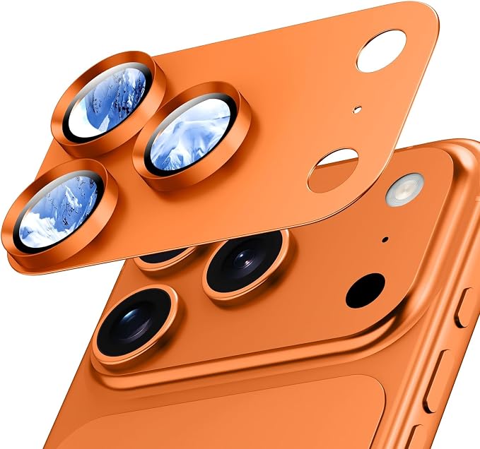 for iPhone 17 Pro Max Camera Lens Protector- Cosmic Orange | Aluminum Alloy, Tempered Glass Camera Cover, Nano Reinforced Adhesive, Accessories, Anti-Drop, Anti-Scratch, Case Friendly by WumigooProducts