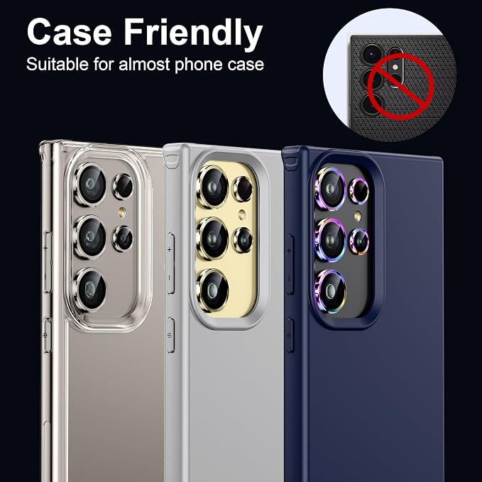 WSKEN for Samsung Galaxy S24 Ultra Camera Lens Protector - Ultra Thin | Case Friendly, 9H Shatterproof Tempered Glass, Anti Scratch Metal Circle, Camera Screen Protector Cover Accessories, Yellow - Image 5