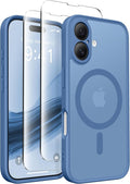 CAPRARO for iPhone 16 Case, Compatible with MagSafe Lake Blue | Upgraded [Full Camera Protection] Protective Translucent Matte Women Girl Magnetic Phone Case Cover, Lake Blue by CAPRARO