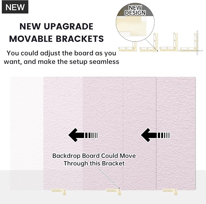 5PCS Photography Backdrop Boards with 4 Brackets, 16x16 Inch Coarse Sand Backdrop Board for Food Jewelry, Cosmetics and Ornaments Shooting - Image 7