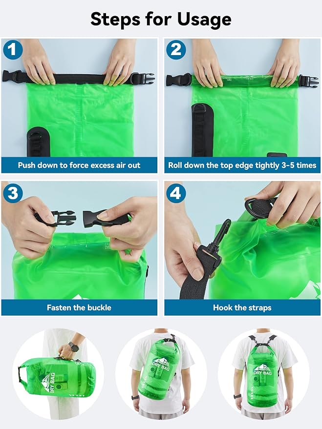 HEETA Dry Bag Waterproof Backpack with Phone Case 5L/10L/20L/30L/40L | Roll Top Lightweight Dry Storage Bag for Women Men, Travel Boating Kayaking Paddle Board Camping Beach Essentials Accessories - Image 5