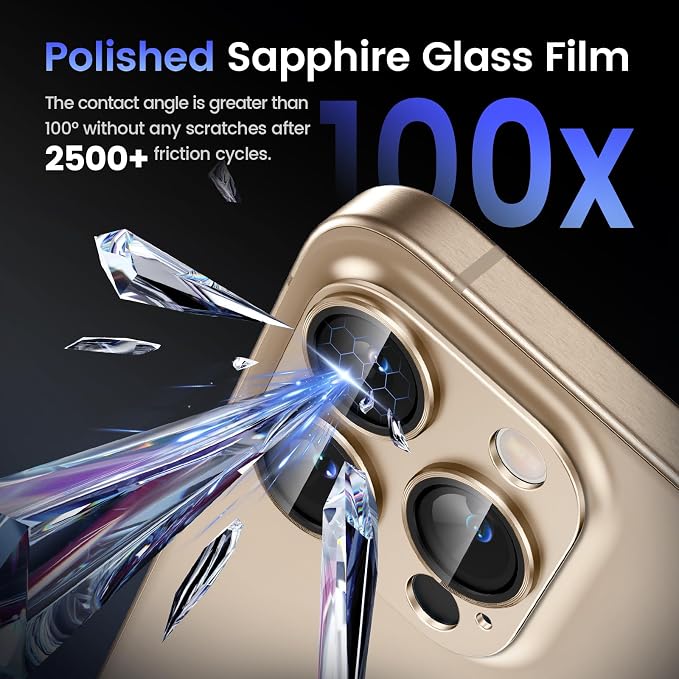 Tensea for iPhone 16 Pro Max/16 Pro/14 Pro Max/14 Pro Camera Lens Protector | Metal Aluminum Alloy Tempered Glass Cover Camera Screen Protector Accessories, Case Friendly - Image 5