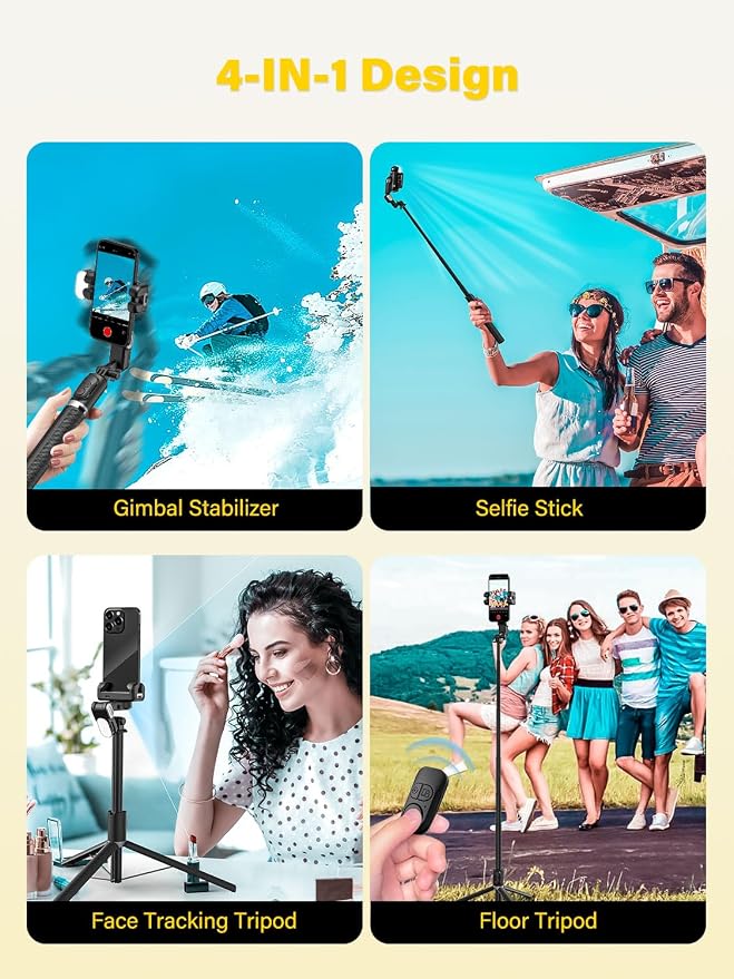 Gimbal Stabilizer for Smartphone,2-axis stabilizer Without APP face Tracking,4 in 1 Portable Phone Tripod,stabilizer for iPhone& Android,108CM Extension Rod,AOCHUAN M2PRO Black | 4-in-1 Portable Phone stabilizer, 108cm Extension Rod w/RGB Fill Light, C... - Image 3