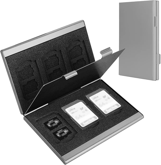 SD Card Holder, SD Card Case, LAVILI CF Memory Card Holder Case Aluminum | Alloy Hard Shell, Double-Layer Capacity for 6SD Cards and 12 TF Cards by LAVILI