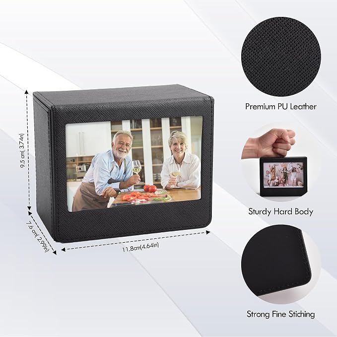 Photo Storage Box for Instax Wide/Polaroid Now+/I-Type/OneStep2 Instant Film, 3.5x4.25” Photo Holder fits for Fujifilm Instax Wide 400/300 Wide Picture Display - Black - Image 3