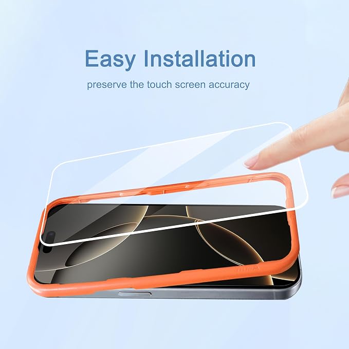 Ailun Screen Protector for iPhone 16 Pro Max, 3 Pack, Tempered Glass | 6.9 inch, Installation Frame, Sensor Protection, Dynamic Island Compatible, Case Friendly - Image 6