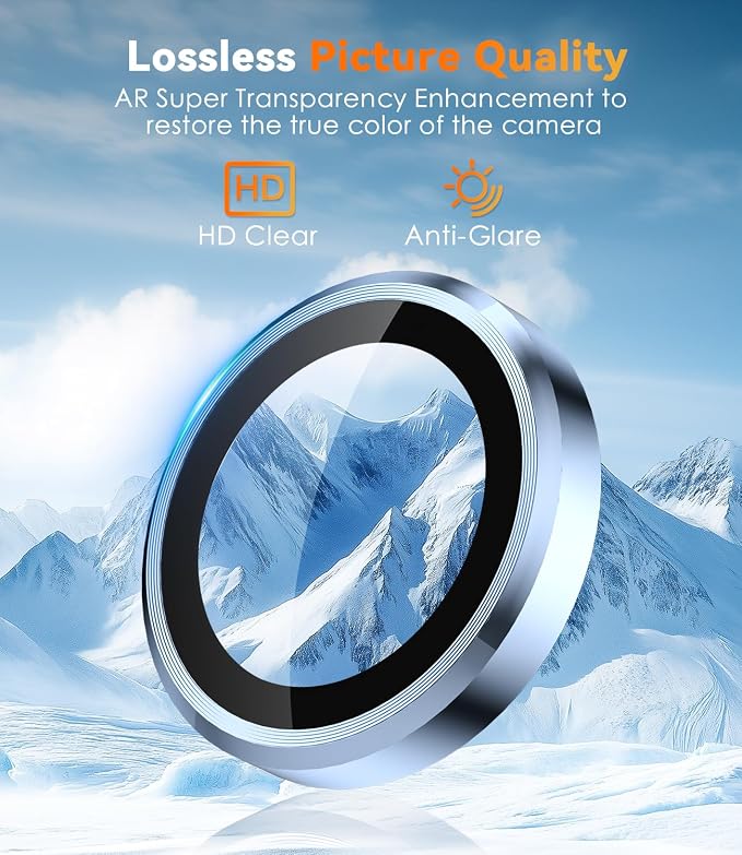 CloudValley for Samsung Galaxy S25 Ultra Camera Lens Protector | 9H Tempered Glass + Aluminum Alloy Individual Lens Protective Ring, [1 Second Installaion] Ultra-HD Glass Cover,Titanium Blue - Image 3