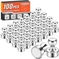 FINDMAG Fridge Magnets, Magnets for Whiteboard, Kitchen, 100 Pack, Silver | Magnetic Push Pins for Photos, Pictures, Refrigerator, Locker, Office Accessories Decorative, Easy to Move by FINDMAG