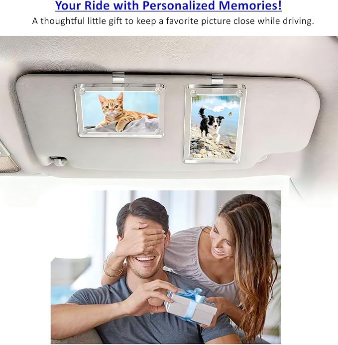 4-Pack Car Sun Visor Photo Clips 2.4x3.5", Magnetic Acrylic Picture Holder | Clear Magnetic Picture Holder Resists 212°F/100°C Heat, Clips to Car Sun Visor, Personalized Photo Frame Gifts for Car Lovers - Image 6