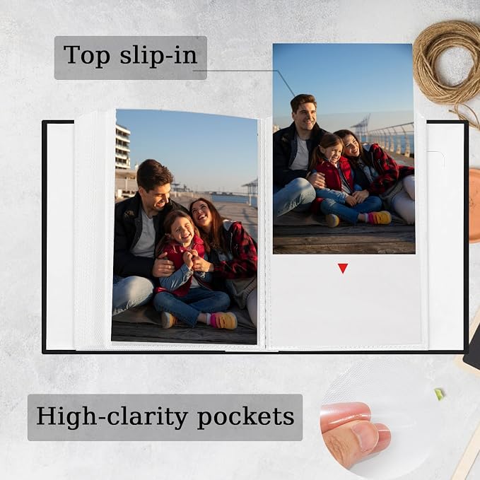 Small Photo Album 4x6 100 Pockets Leather Cover Picture Book Holds 4x6 Photos for Wedding, Baby, Family, Graduation - Image 3
