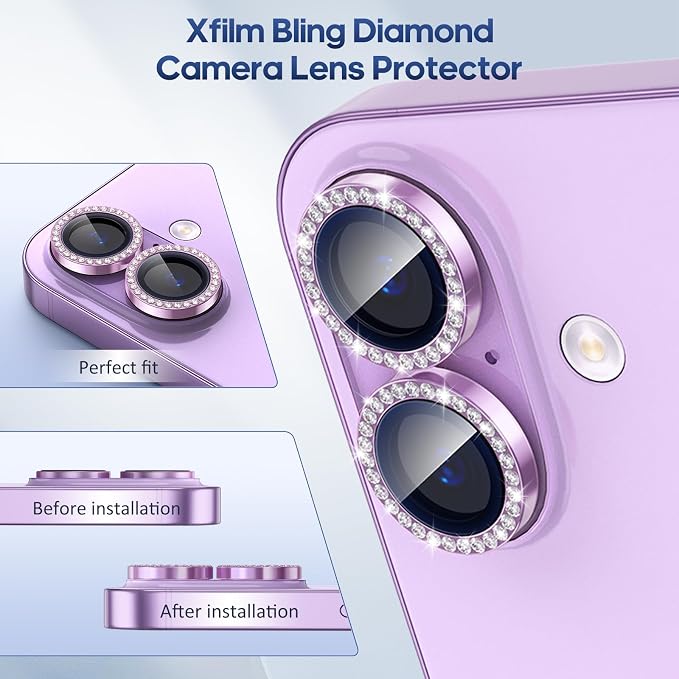for iPhone 17 Camera Lens Protector Cover Bling Diamond, Purple | Individual Metal, 9H Hardness, Scratch Resistant, Shockproof, Drop Protection, Case Friendly, Stylish Accessories - Image 5