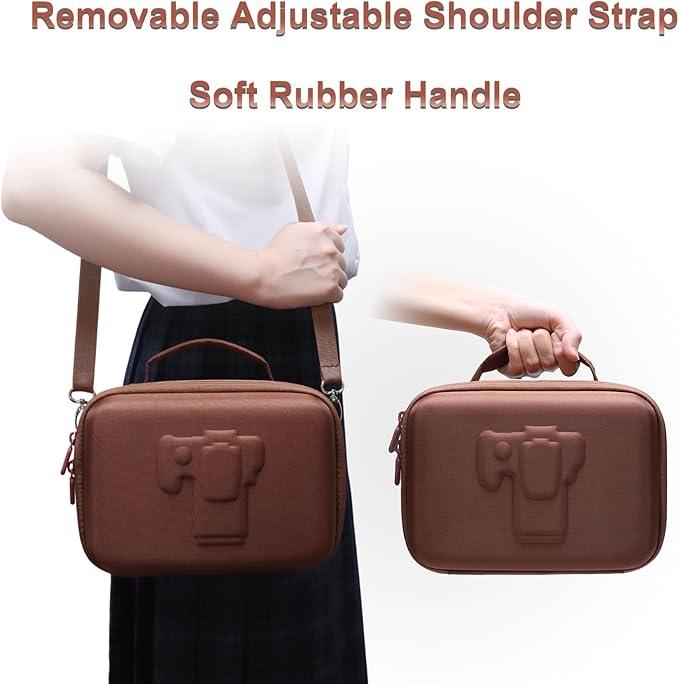 Small Camera Case Bag for Canon EOS Rebel T7/R50//R100 DSLR Camera Brown | Hard Carrying Travel Case for Canon EOS Rebel T7/R50//R100/R6 Mark II/R8/R6 Mark III/R50 V/T6/R10/R5 Mark II DSLR SLR Camera - Image 6