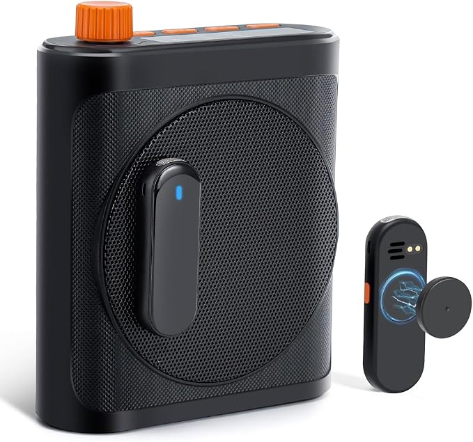 Voice Amplifier for Teachers with 2 Magnetic Lavalier Mics, Black | Bluetooth Portable Rechargeable Speaker for Classroom, Meetings, Tour Guide Speeches, Public Speaking, Coaches, PA System by Giconino