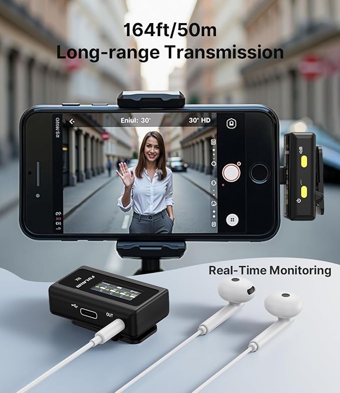 FULAIM X6 Wireless Lavalier Microphones with 4 Transmitter for iPhone, iPad, Android, Camera, Lapel Mic with 48KHz 24Bit, Noise Cancellation for Video Recording, Vlog, YouTube, TikTok - Image 4