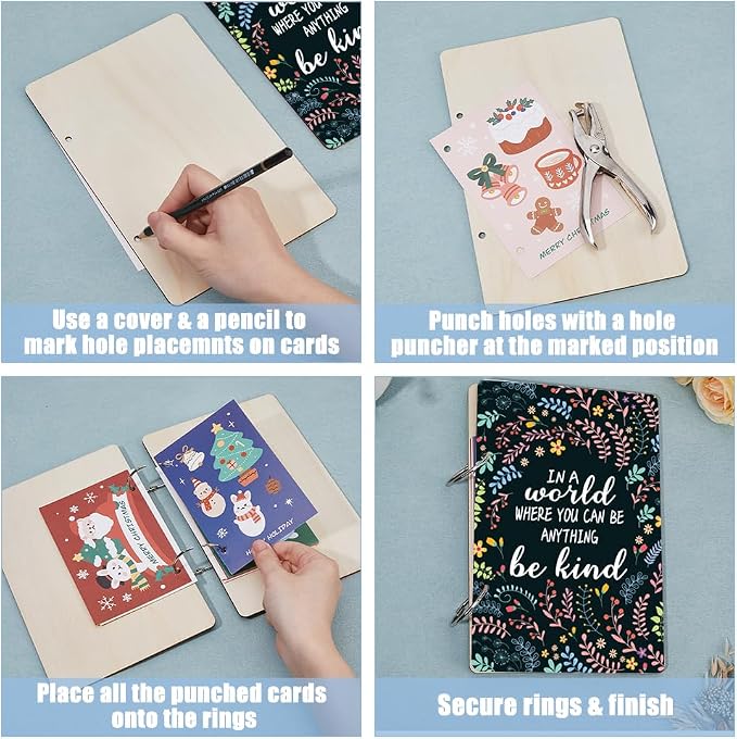 SUPERDANT Gift Card Organizer Greeting Card Book Post Cards Album Be Kind | Christmas Holiday Wedding Cards Keepsake Books, Memory Storage Photo Holder Planner Journal, Present for Wife Girlfriend Mom - Image 4