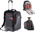 Neewer 2-in-1 Rolling Camera Backpack Trolley Case - Anti-shock Detachable Padded Compartment, Hidden Pull Bar, Durable, Waterproof for Camera,Tripod,Flash Light,Lens,Laptop for Air Travelling(Black) by Neewer