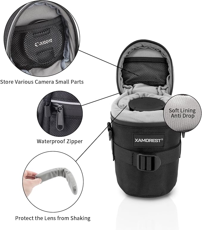 Camera Lens Case Lens Bag Compatible (3.15" x 5.71"(Nylon, Black)) - Image 4