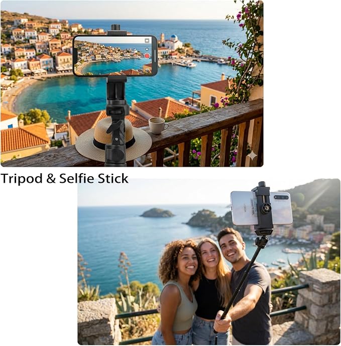 Ruittos Phone Tripod Mount Adapter with Camera Remote Controller, Cell Phone Holder Clip with Adjustable Clamp Compatible with iPhone, Samsung, HTC, Huawei etc., Include Wrist Strap - Image 7