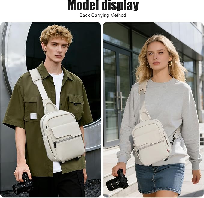 Cwatcun Camera Bag Crossbody Shoulder Messenger Camera Case, Lightweight DSLR/SLR/Mirrorless Photography Bag with Tripod Holder and Rain Cover for Canon, Nikon, Sony, Fuji Cameras, Lens Accessories | Fits 1body +2lenses +9.7" iPad +6.7"phone.18mm foam,... - Image 8
