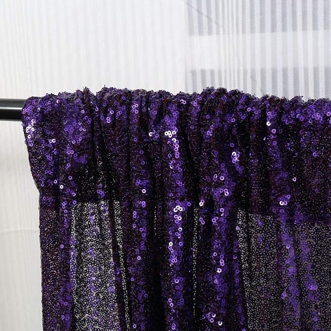 Poise3EHome Purple Sequin Backdrop,8FT x 10FT Sequin Photography Backdrop Curtain for Halloween Party Birthday Decoration - Image 4