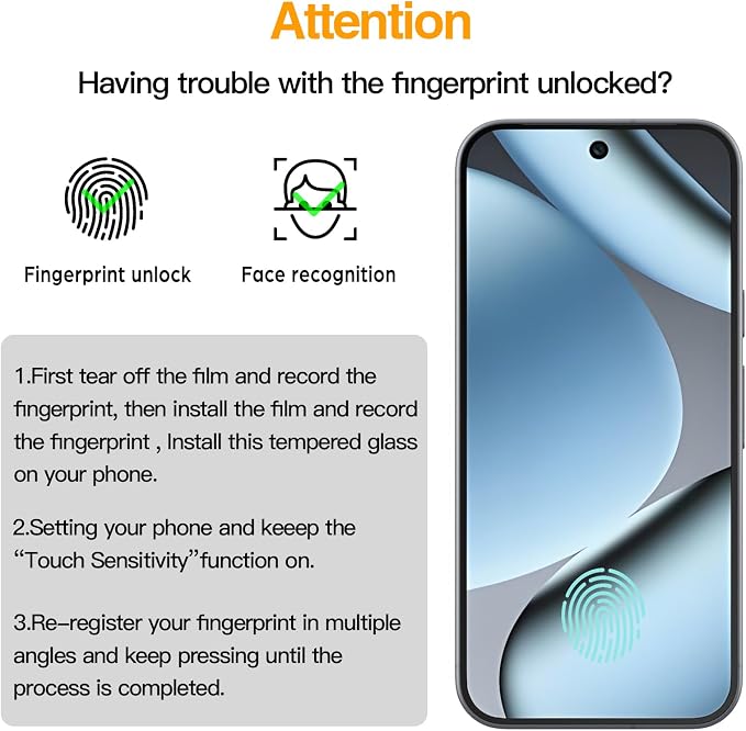 3 Pack for Google Pixel 10 Pro Screen Protector + [3 Pack] Pixel 10 Pro Camera Lens Tempered Glass Protector.9H Hardness.Support Fingerprint Unlock,Bubble-Free.With alignment tools Easy Installation - Image 3