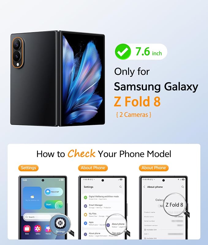 FNTCASE for Samsung Galaxy Z Fold 8 Case, Fit for Magsafe, Hinge Protection | Screen Protector, Translucent Matte Magnetic Back, 18FT Military Grade Drop Proof, Protective Phone Cover, Blue - Image 2