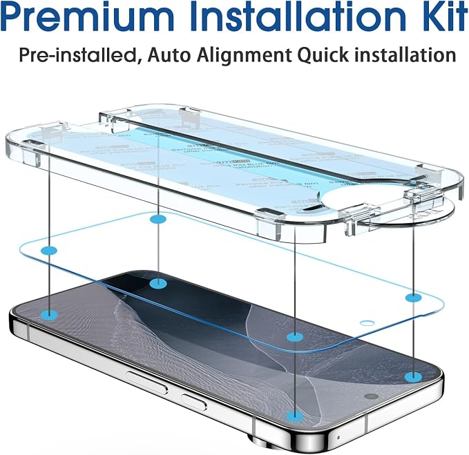 amFilm OneTouch for Google Pixel 11 Pro/ 11 Screen Protector Tempered Glass | 6.3” Auto-Alignment, 30s Install, Bubble Free, Scratch & Drop Protection, HD, Camera Lens Protector[2+4 Pack] (11/11P-6.3'') - Image 3