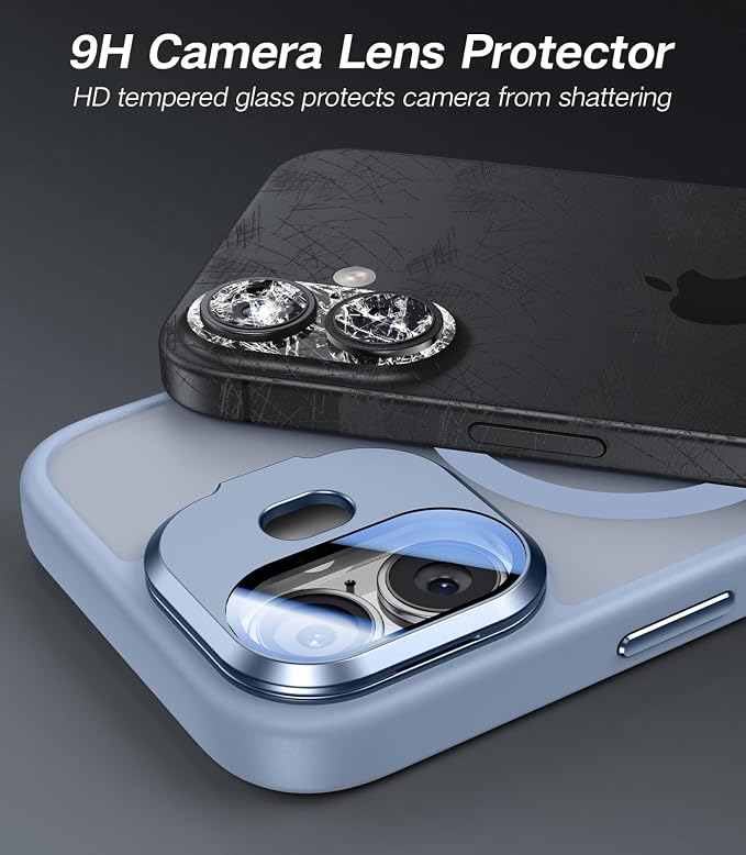 VOFATA [Upgraded] for iPhone 16 Case with Camera Cover Stand [Fit for MagSafe][9H Camera Lens Protector] Mil-Grade Protection Translucent Matte Silicone Magnetic iPhone 16 Phone Case, Light Blue - Image 2