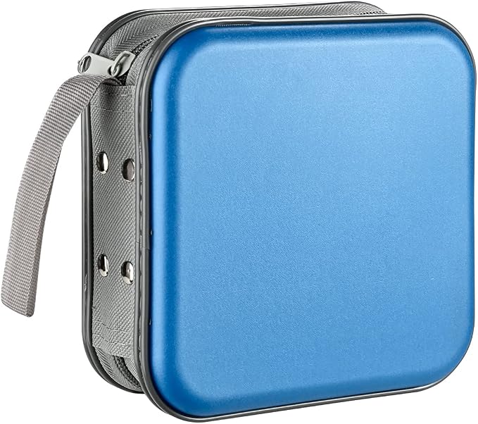 LIOVODE DVD Case, 48 Capacity Hard Plastic CD Case Holder for Car | DVD Storage, Hand Strap, Zipper Closure, Scratch-Resistant Sleeves, CD Storage for Music Blu-Ray Game Disc for Travel Office by LIOVODE