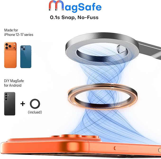 OMOTON TP06-E [3-Adjust] Sturdy Magnetic Phone Tripod for iPhone 17, Sliver | Aluminium Phone Stand for MagSafe with Hook 1/4" Screw& Arca, Travel Essentials Gift for Vlog, Creators, Live - Image 8