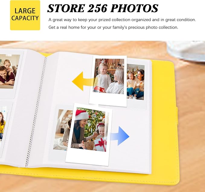 256-pocket Instant Photo Album for Fujifilm Instax mini Photo Yellow | Album Book for PoIaroid Instant Camera, for Wedding Anniversary Birthday Travel Memories, Keep Your Unique Memories Safe - Image 2