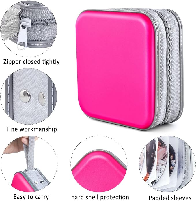 48‑Capacity Hard Plastic CD/DVD Binder for Car, Home & Travel | Zipper‑DVD Organizer, Scratch‑Resistant Sleeves Shield Discs From Dust & Damp; Stores Music, Video, Gaming & Blu‑ray Discs - Image 2