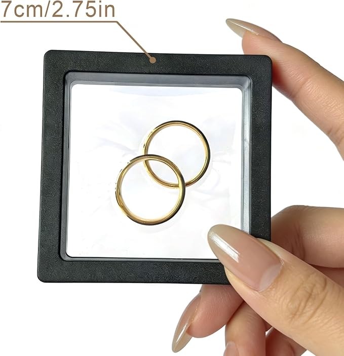 14 Pcs 3D Floating Display Case Floating Frame Display Holder Stands Transparent PE Jewelry Storage Box for Challenge Coin Medal AA Medallions (Black) - Image 4