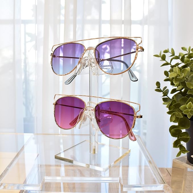 MOOCA 2-Piece Acrylic Eyewear Display Stand, Holds 4 Frames | Eyewear rack with oversized supports displays large sunglasses and eyeglasses for show,store,home and easy assemble.' - Image 6