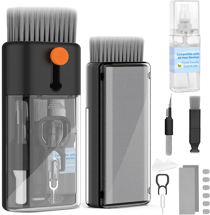 Keyboard Cleaner for Laptop, MacBook, Tablet, Multi-Function Cleaning Kit | Includes screen cleaning spray, microfiber wipe, and brush for cleaning phone, earbuds, Computer, and other tech electronics by CleaniKu