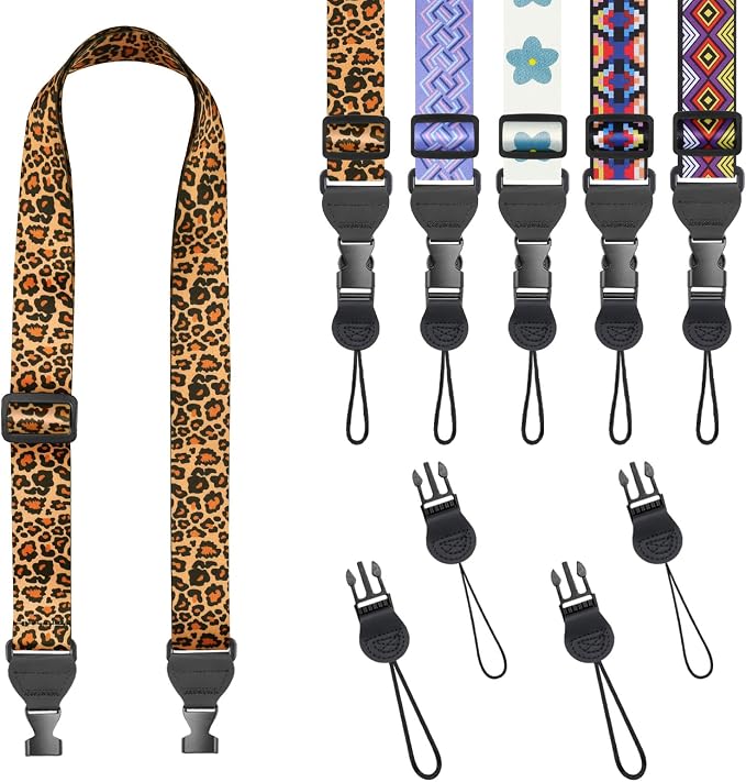 FIEIL Leopard Print Shoulder Strap, Adjustable Camera Strap with 2 Sets of Quick-Release Buckles, Comfortable Neck Strap for iPad, Tablet, Camera, Laptop, Binocular, Luggage Bag by FIEIL