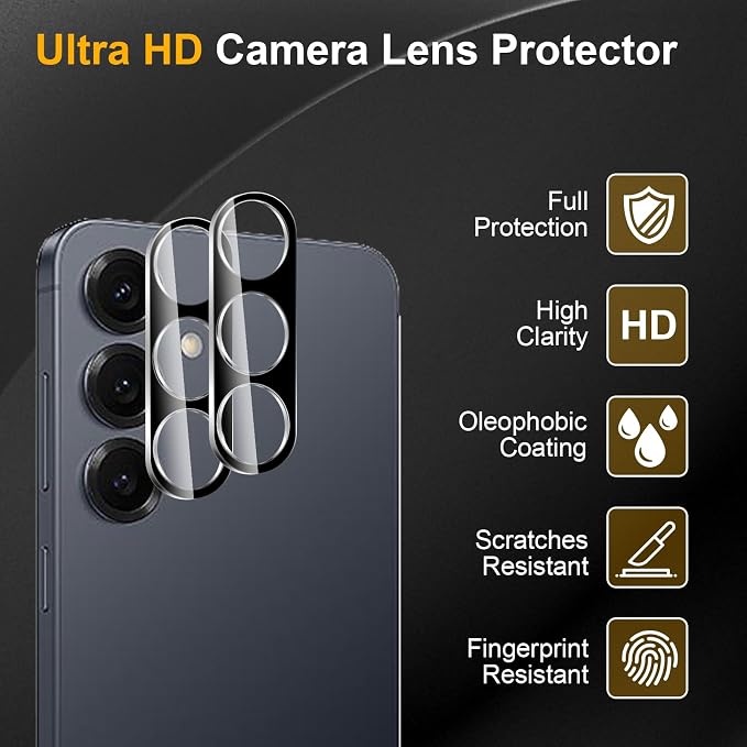 3 Pack Camera Lens Protector for Samsung Galaxy S25 | Tempered Glass,Anti-Fingerprint,9H Hardness,Scratch Resistant,Easy to Install,Bubble Free,HD Clarity - Image 5