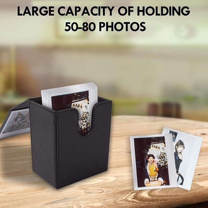 Photo Case for Instax Wide Film, 3.5x4.25” Photo Storage Box Fits for Fujifilm Instax Wide 400/300/210Wide EVO, Picture Holder for Polaroid 600/I-Type/OneStep2 Instant Film - Black - Image 5