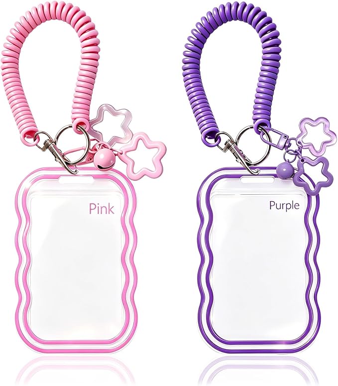 2 Pack Cute Photocard Holder Keychain,Kpop Photo Card Holder | Creative Photo Protector Keychain Accessories for Bus Card, Daily Display & Travel Decorations Gifts by Unknown