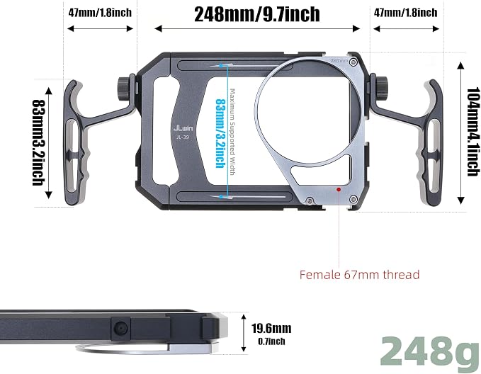 Fotga Universal Smartphone Cage Photo Video Stabilizer W/Handles + 67mm Variable ND Filter for iPhone 17 16 15 14 Pro Max Samsung Cell Phone Vlog Live Stream Video Recording, Cold Shoe Tripod Mount - Image 8