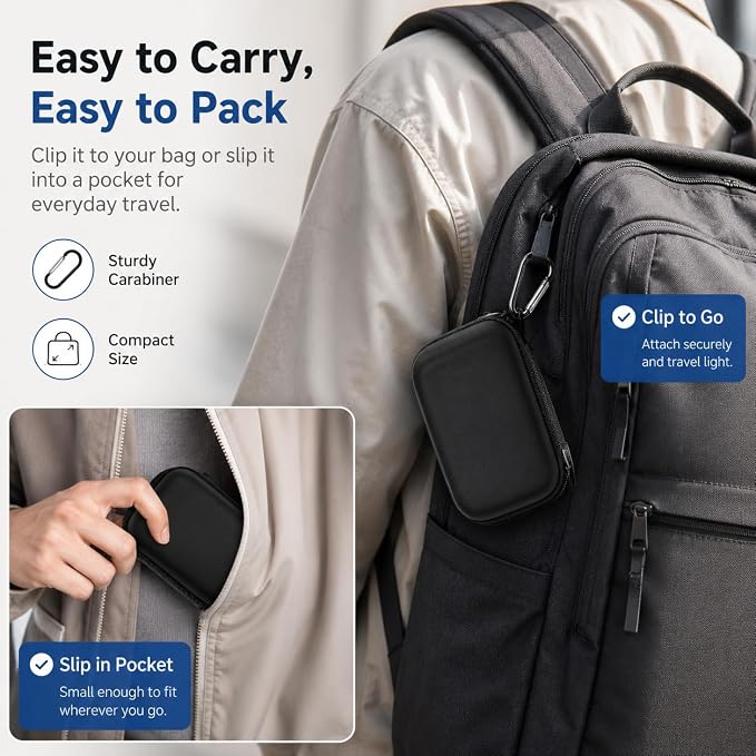 PAIYULE Hard Drive Case for SanDisk Extreme Portable SSD &Extreme PRO SSD | Elastic Strap Secures the SSD, Mesh Pocket Organizes Cables, Carabiner Adds Portability, Case Only(Fullblack, For Sandisk V2) - Image 6