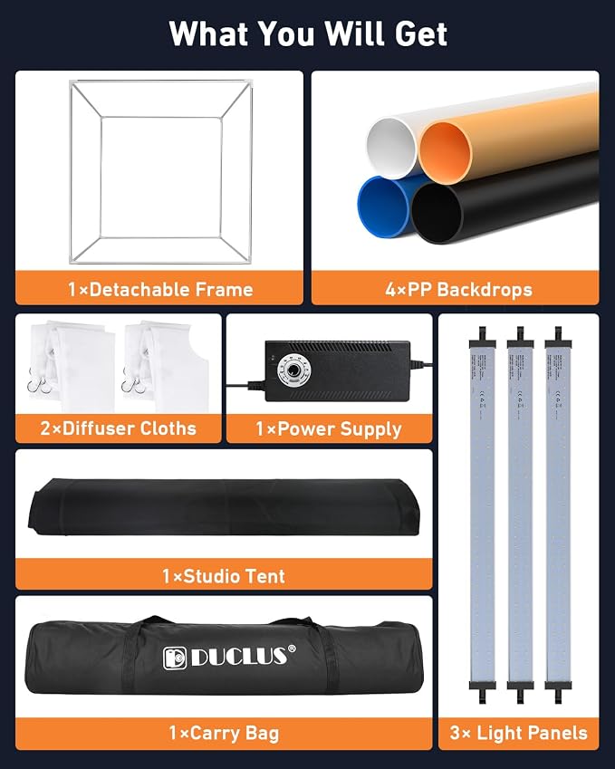 Light Box Photography 39×39 inch, 210 LED Large Photo Light Box with 3 Stepless Dimming Light Panels & 4 Matte PP Backdrops, Professional Photo Background Shooting Tent for Product Photography - Image 7