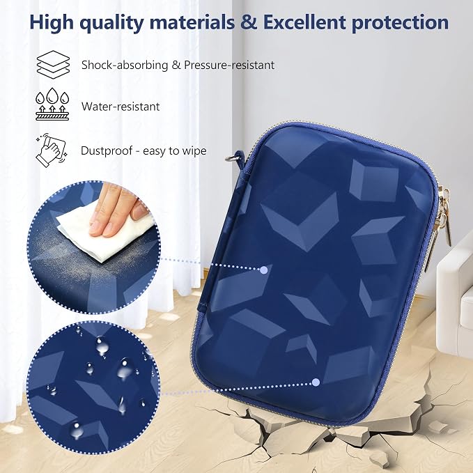 Carrying Case Compatible with Instax Mini EVO Instant Camera, INSTAX MINI EVO Camera Storage Holder Travel Bag with Mesh Pocket for Photos, USB Cables, Film, Blue - Image 5