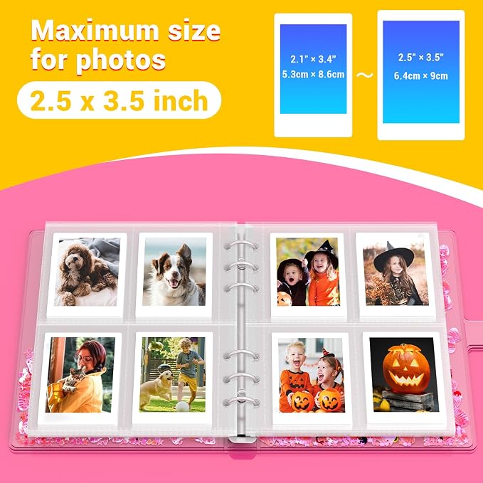 Kids Photo Album for Instax Mini, Gifts for Girls Ages 4 to 12 | Photo Album for Polaroid, Applicable to Fujifilm Instax Mini 11 12 40 Kodak Mini Photo, Stocking Stuffers (200 Photos) - Image 4