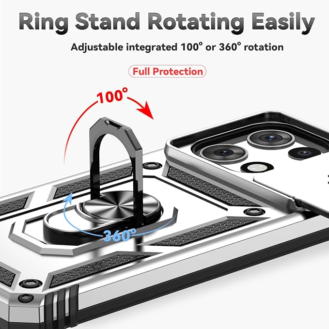 for Motorola Moto G 2025 / Moto G 2026 / Moto G Play 2026 Case, with Slide Camera Cover HD Screen Protector [Military Grade 16ft. Drop Tested] Ring Holder Kickstand Protective Phone Case, Silver - Image 6