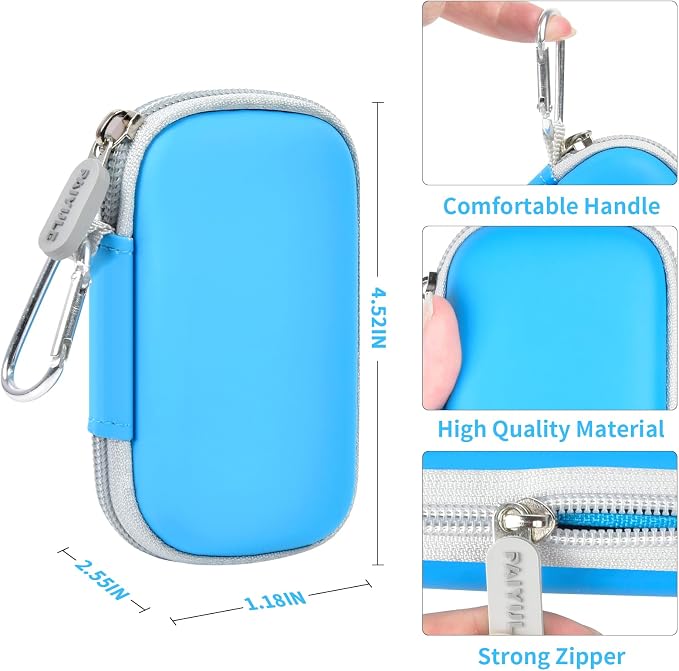 PAIYULE Hard Case for SanDisk Extreme Portable SSD & PRO,SD Card Pocket | Fits 250GB, 500GB, 1TB, 2TB and 4TB SSDs, with SD Card Pocket,Elastic Strap,Mesh Pocket and Carabiner, Case Only Lightblue - Image 3