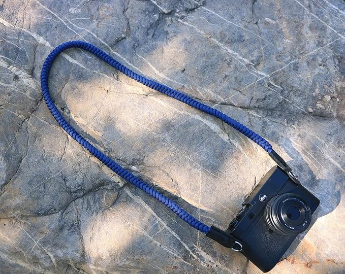 Paracord Woven Camera Neck Shoulder Strap Belt Hand Compatible with Canon Nikon Sony Olympus Pentax Fujifilm Panasonic SLR DSLR Digital Mirrorless Cameras 36inch Navy Blue - Image 2