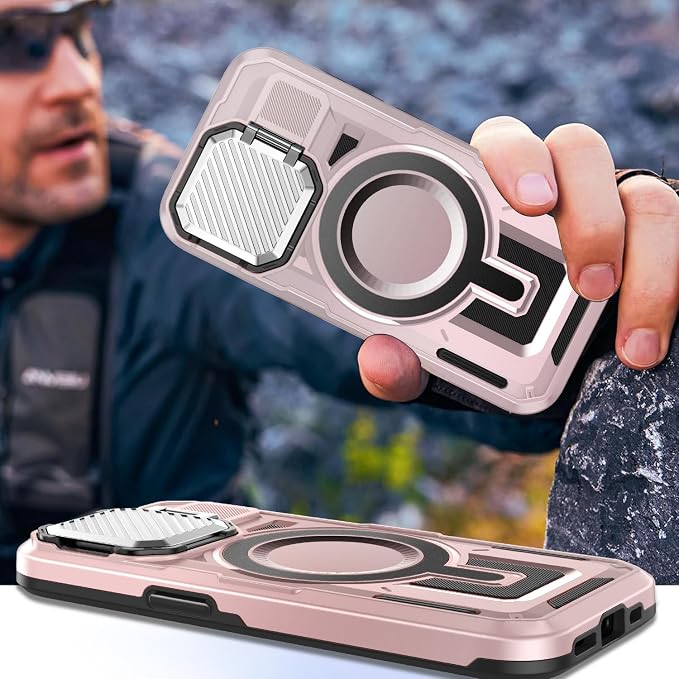 Camera Stand Case for iPhone 12/12 Pro, [Compatible with Mag Safe] [Lens Cover] 2024 Version Military Grade Protective Soft Case for iPhone 12/12 Pro 6.1 inch Men Women, Pink - Image 7