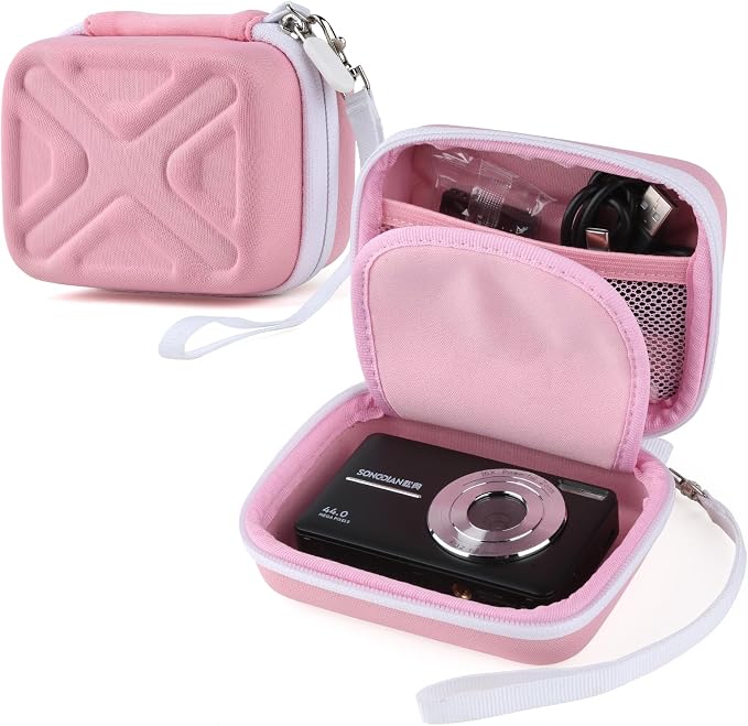 Digital Camera Case for AbergBest 21 Mega Pixels 2.7" LCD Rechargeable HD/Kodak Pixpro/Canon PowerShot ELPH 180/190/Sony DSCW800/DSCW830 Cameras, Travel Carrying Protective Case for Camera- Pink by Unknown