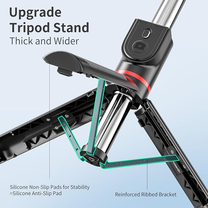 Selfie Stick for iPhone, 360°Rotating Tripod for Phone with Detachable Remote, Portable Phone Tripod Stand for Video Recording, Compact & Lightweight - Image 2